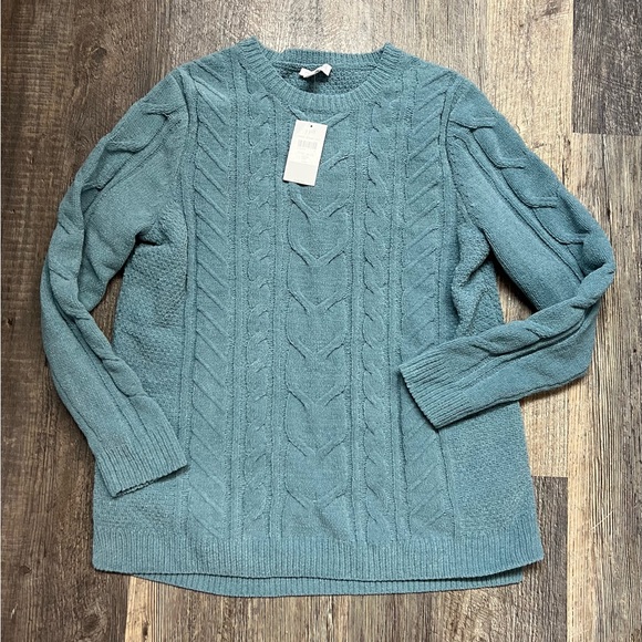 NWT J. Jill Steel Blue Chenille Cable Knit Sweater Small - Picture 5 of 5